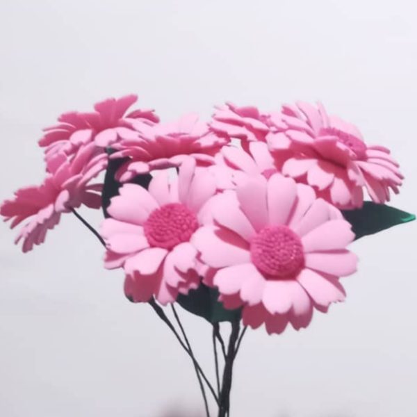 Ramo de margaritas rosadas.